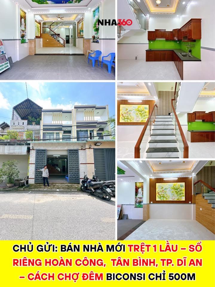 BÁN NHÀ DĨ AN 96m Biconsi, xây MỚI TRỆT 1 LẦU – SỔ RIÊNG HOÀN CÔNG | Nha360