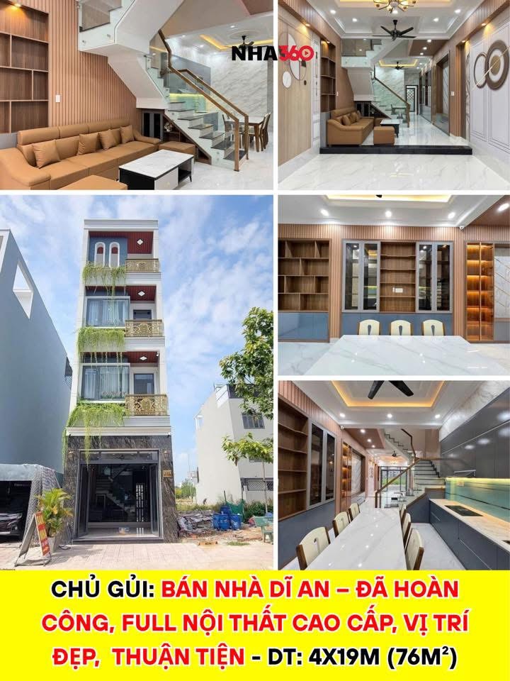 BÁN NHÀ DĨ AN – ĐÃ HOÀN CÔNG, FULL NỘI THẤT CAO CẤP | Nha360