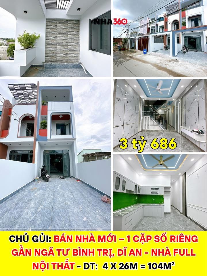 BÁN NHÀ MỚI – 1 CẶP SỔ RIÊNG – GẦN NGÃ TƯ BÌNH TRỊ, DĨ AN | Nha360
