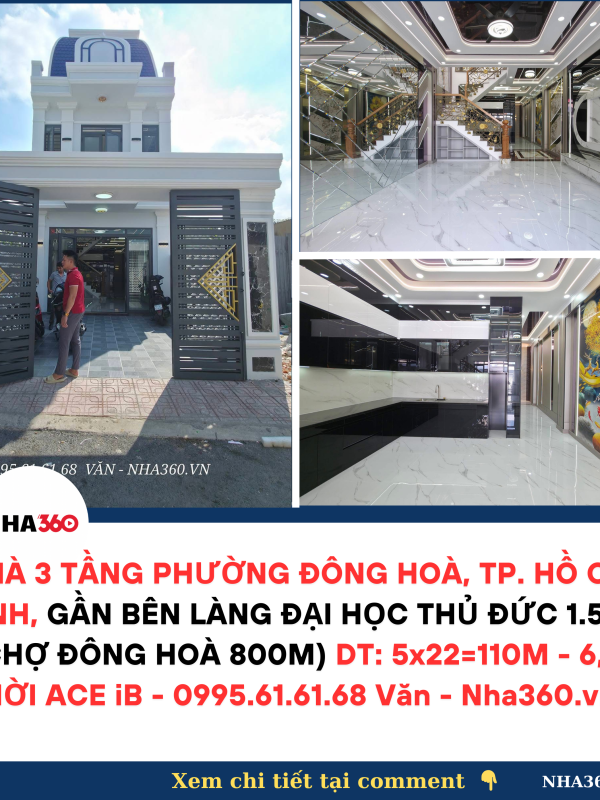 BÁN NHÀ 110m² – PHƯỜNG ĐÔNG HÒA – TP.HCM (KHU TRUNG TÂM DĨ AN CŨ)
